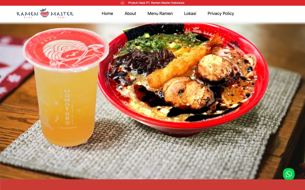Website restoran ramen Ramen Master