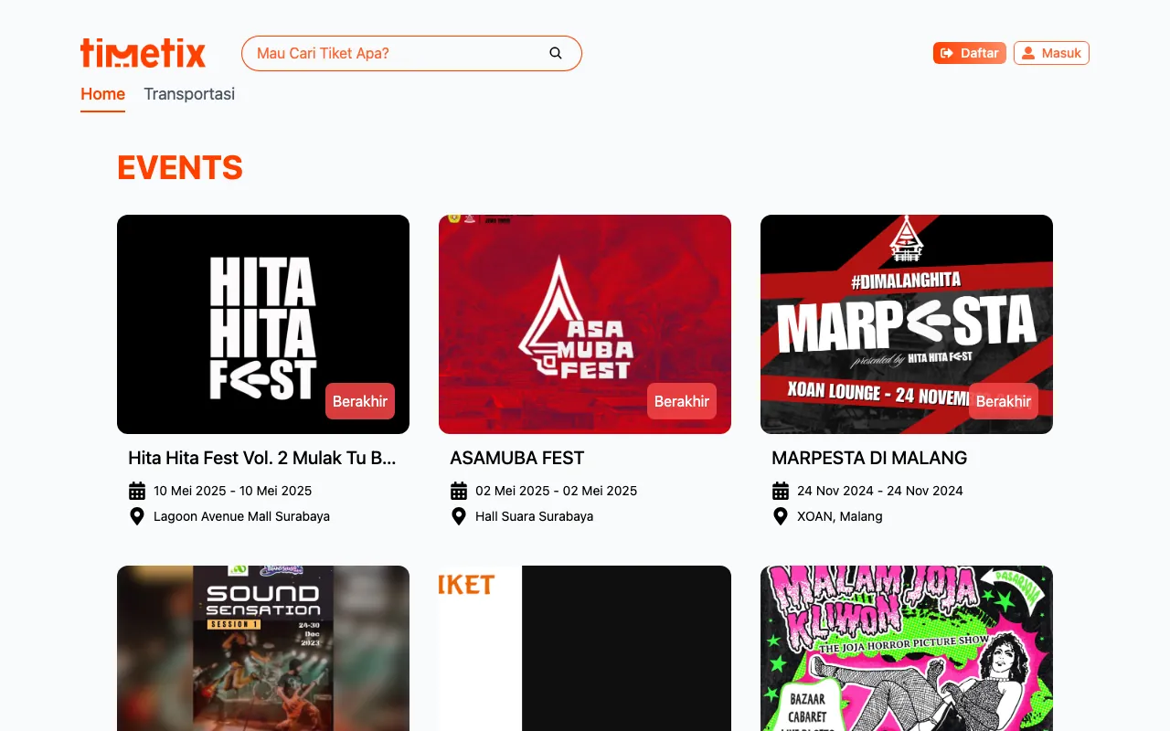 Platform penjualan tiket event online Timetix