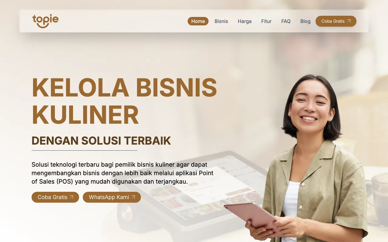 Aplikasi POS kasir digital untuk bisnis kuliner Topie